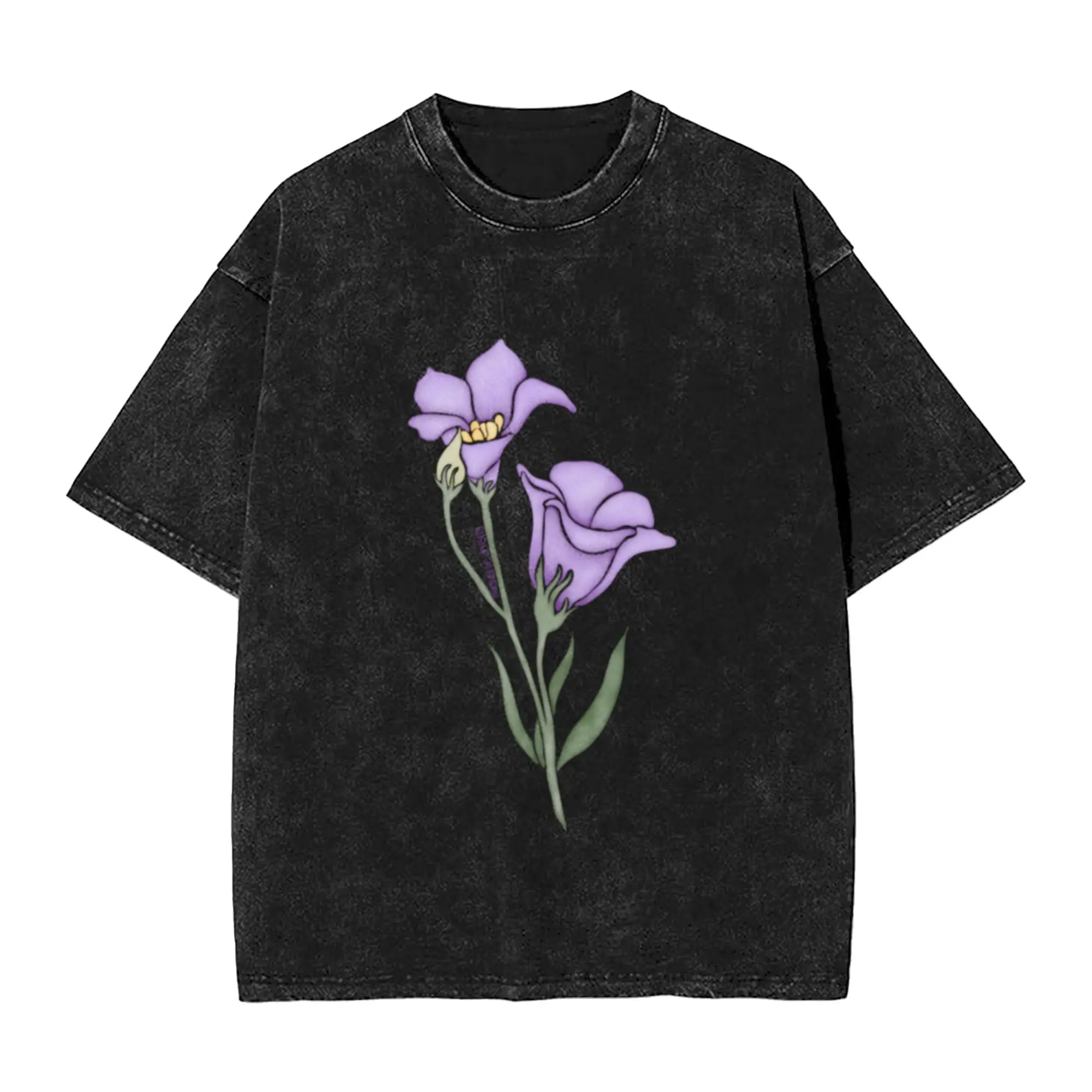 Watercolor Texas Bluebell Flower- Texas Native Flower  Chic A T-Shirt Oversized Short Sleeve Men's Women's Cotton Tees Tops