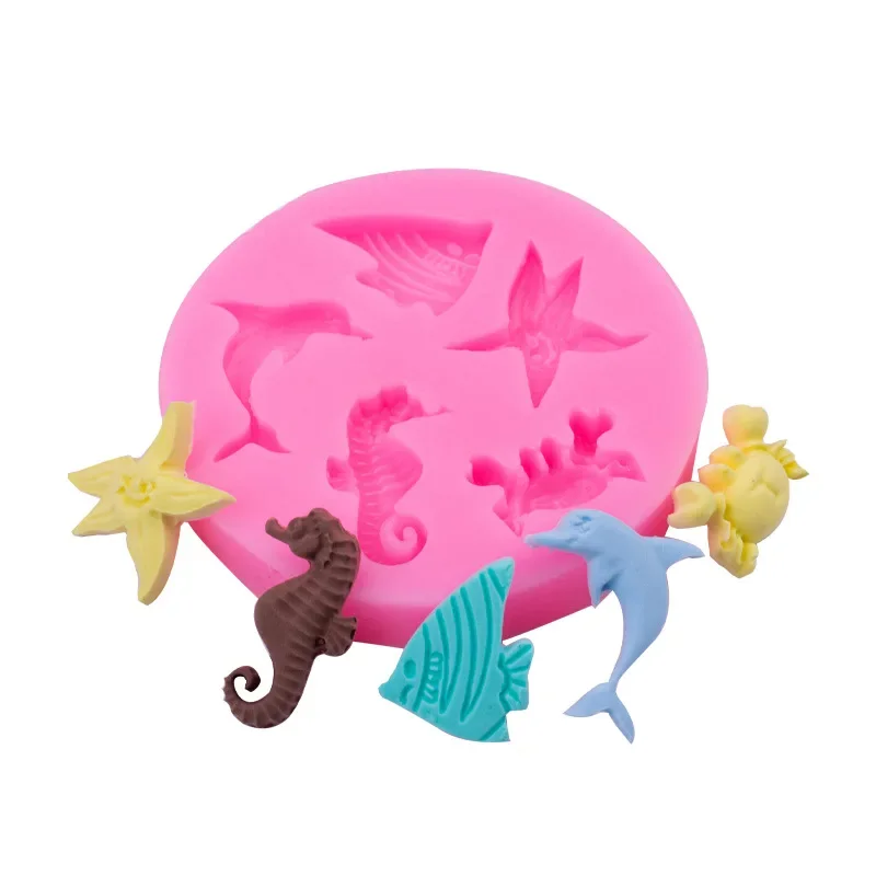 3D Ocean Silicone Mold Series Creative Seahorse Shell Conch Shape Chocolate Fudge Baking Mold Cake Decor Accessories For Baking