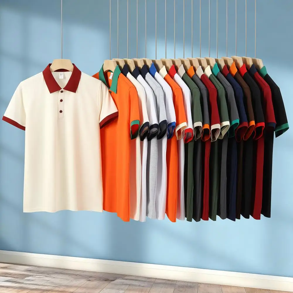 High-end multi-color polo shirt custom digital printing loose and breathable large-size short-sleeved polo shirt T-shirt custom