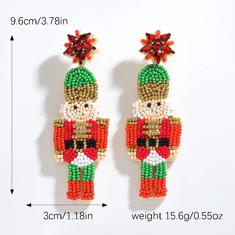 Best Lady Christmas Handmade String of Beads Drop Earrings the Nutcracker Earrings Christmas Themed Event Wear Christmas Gift