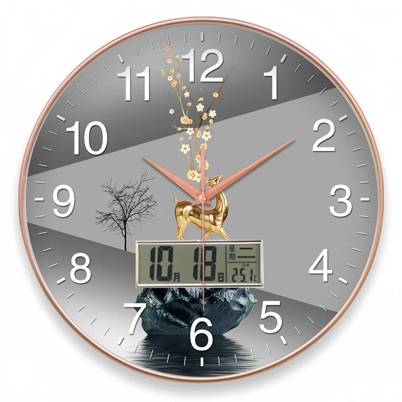 

Ultra Quiet Premium Wall Clock - Radio Automatic Timing, Stylish Modern Clock with Perpetual Calendar in Living Room and Bedroom