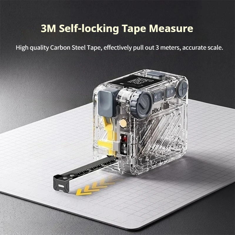 Duka 3-In-1 Laser Rangefinder Tape Measure Auto Line-Marking Level High Precision Measuring Tool Digital Laser Tape Range Finder
