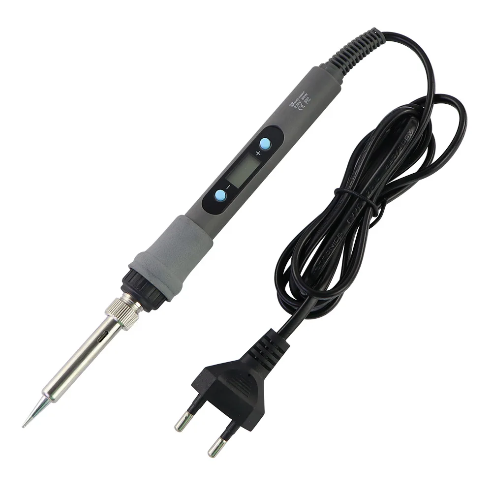 Gray 80W Digital Display Adjustable Temperature Electric Soldering Iron 110V / 220V Solder Welding Tools Bag Multimeter Kit