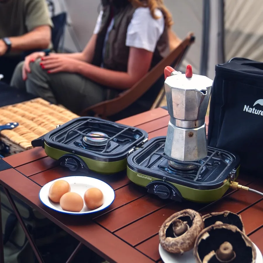 2 الموقد للطي موقد للتخييم المحمولة موقد غاز البروبان مع حقيبة حمل للطهي في الهواء الطلق 16000 وحدة حرارية بريطانية عالية الأداء مخيم Sto