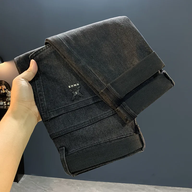 

Black jeans men's 2025 autumn new men's clothing high-end trendy brand small foot casual elastic slim pants