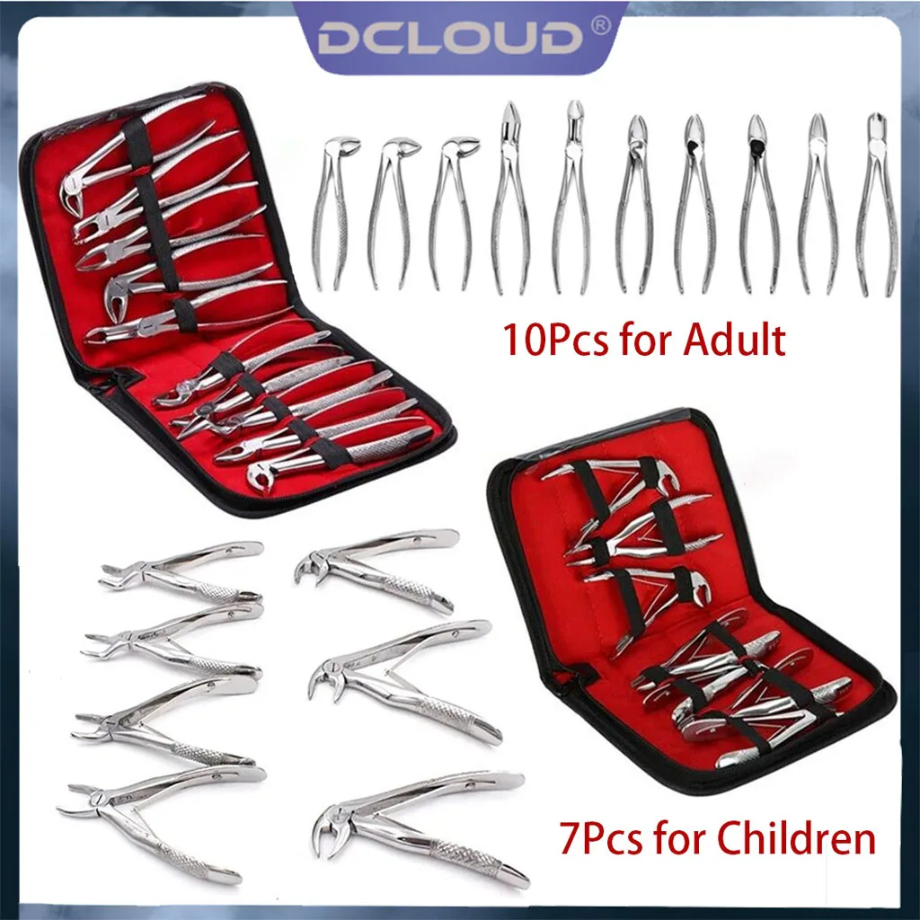 

Dental Extracting Plier Forceps kit Surgical Teeth Extraction Forcep for Children Adult Dentistry Curved Root Lift Elevator Tool