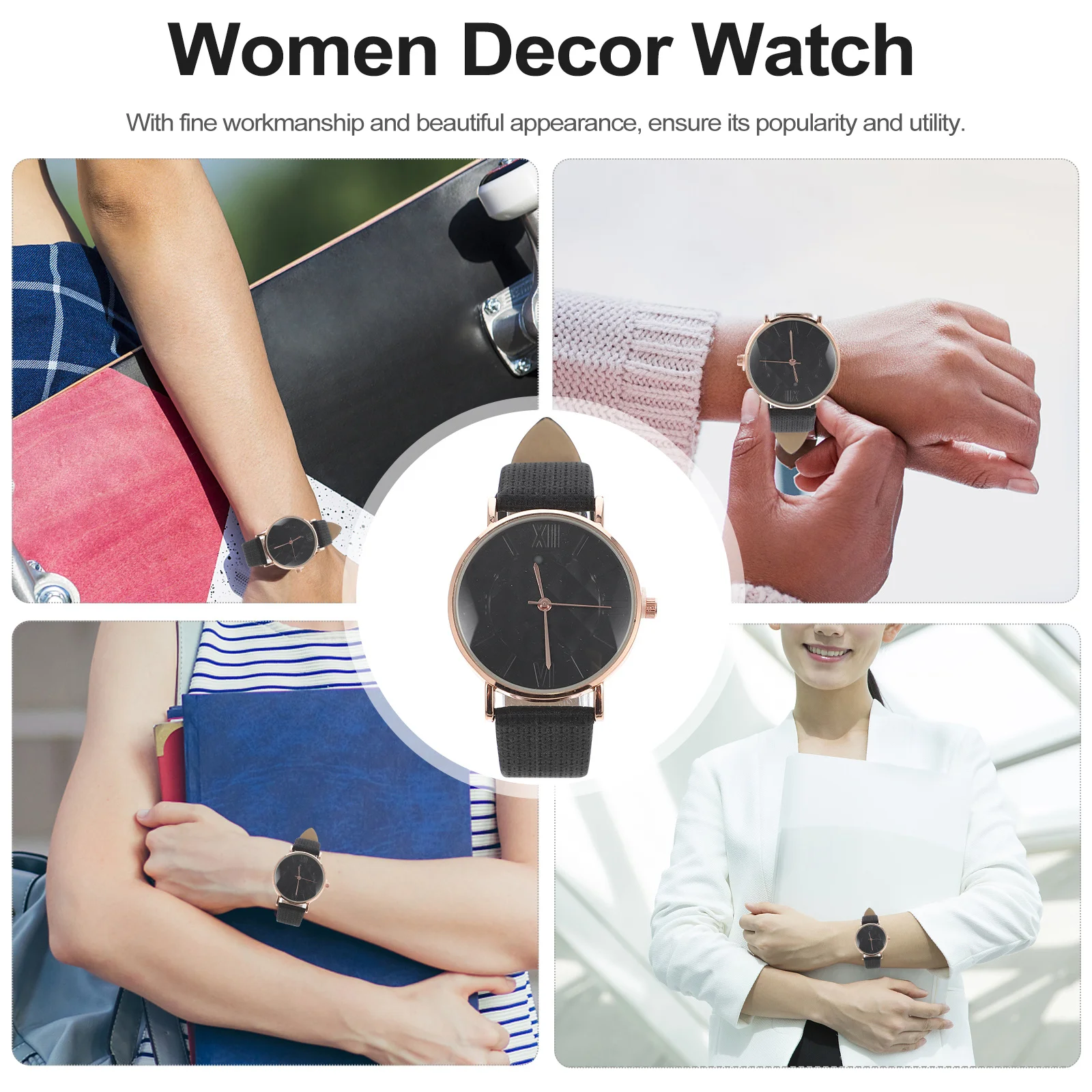 

Premium Lady Watch Striped Belt Design Exquisite Fashionable Roman Numeral Dial Durable Comfortable Adjustable Most Wrist Sizes