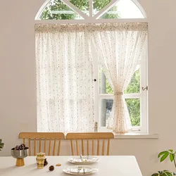 Short Curtain Tassel Lace Sheer Curtain for Study Room Kitchen Living Room Dorm Bedroom Privacy Window Treatment Home Decor