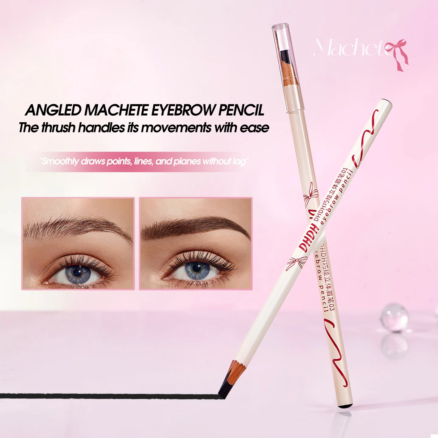 قلم حواجب ثلاثي الألوان دائم مقاوم للماء قلم رصاص ميكروبليدينج احترافي للمبتدئين، متين وطويل الأمد #2