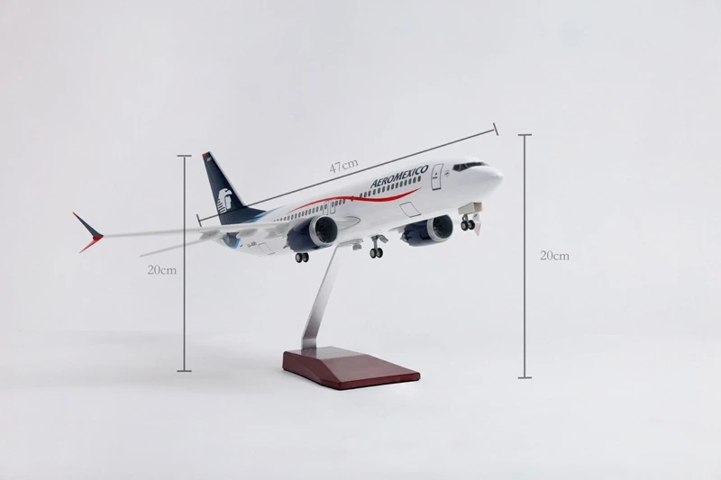 47cm Mexico Airways B737 Max Airplane Model Resin Diecast Aircraft With Lights And Wheels Base Souvenir Plane Gift