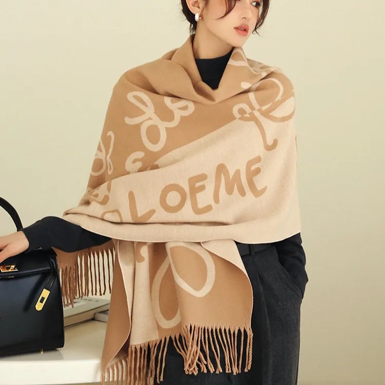 2024 New Autumn Winter Warm Cashemere Scarf for Women Luxury Design Thick Shawls with Tessels Sweet Ladies Scarves and Wraps