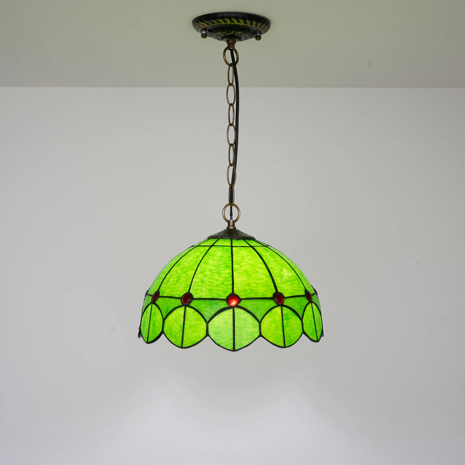 12 Inch Green Chandelier Tiffany Style Restaurant Booth Garden Christmas Decoration Gift Fashion Glass E27 LED 110V 220V