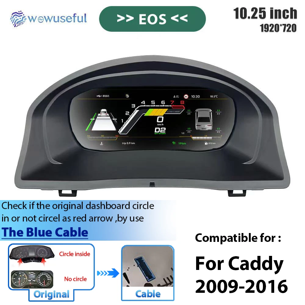 Wow nuttige 10,25 LCD digitale dashboardcluster voor VW Variant Caddy Touran T6 EOS Sharan Golf 5 virtueel instrumentenpaneel cockpit