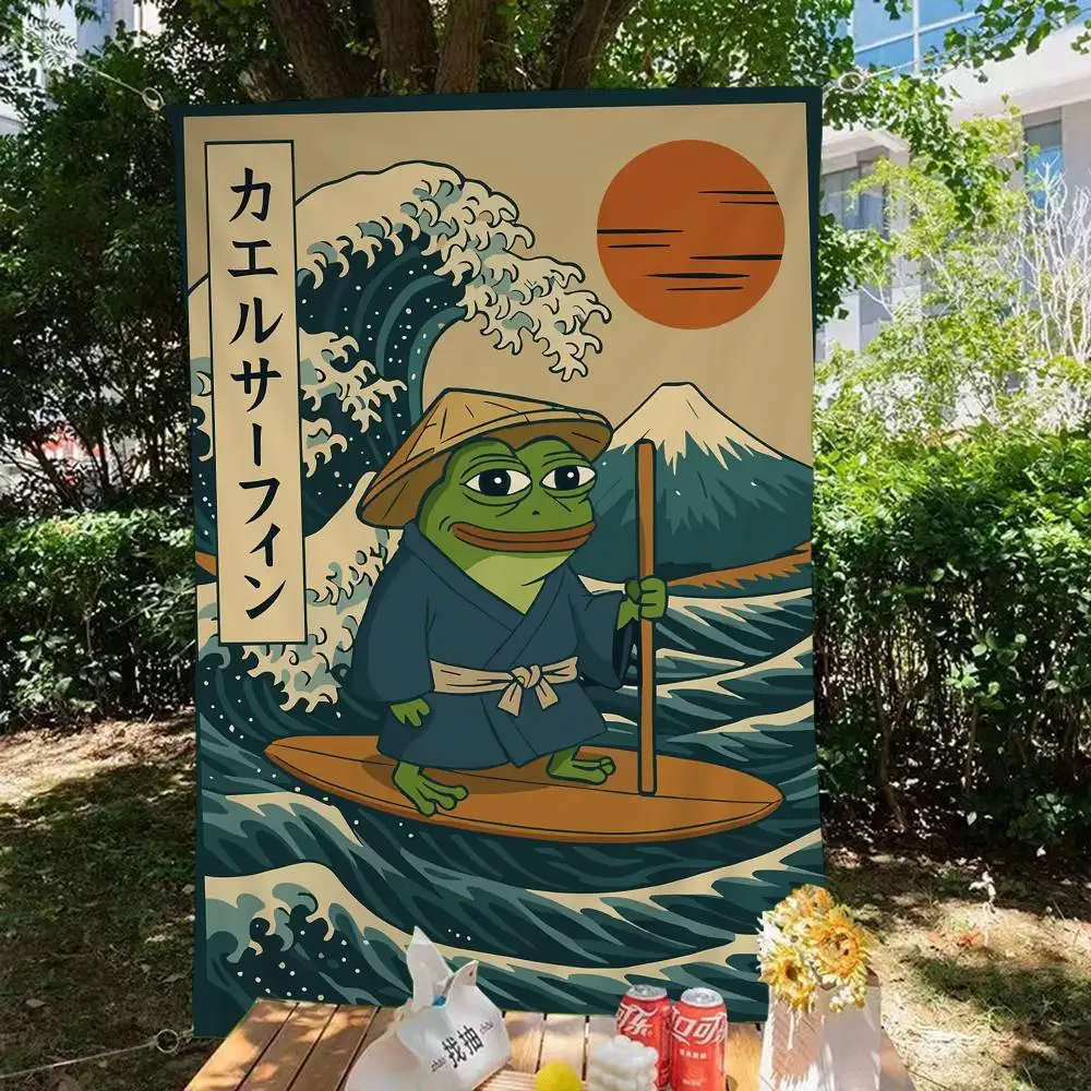 

S-Sad F-Frog Meme Creative Pattern Hanging Flag Polyester Printed Banner Hand Pulled Flag