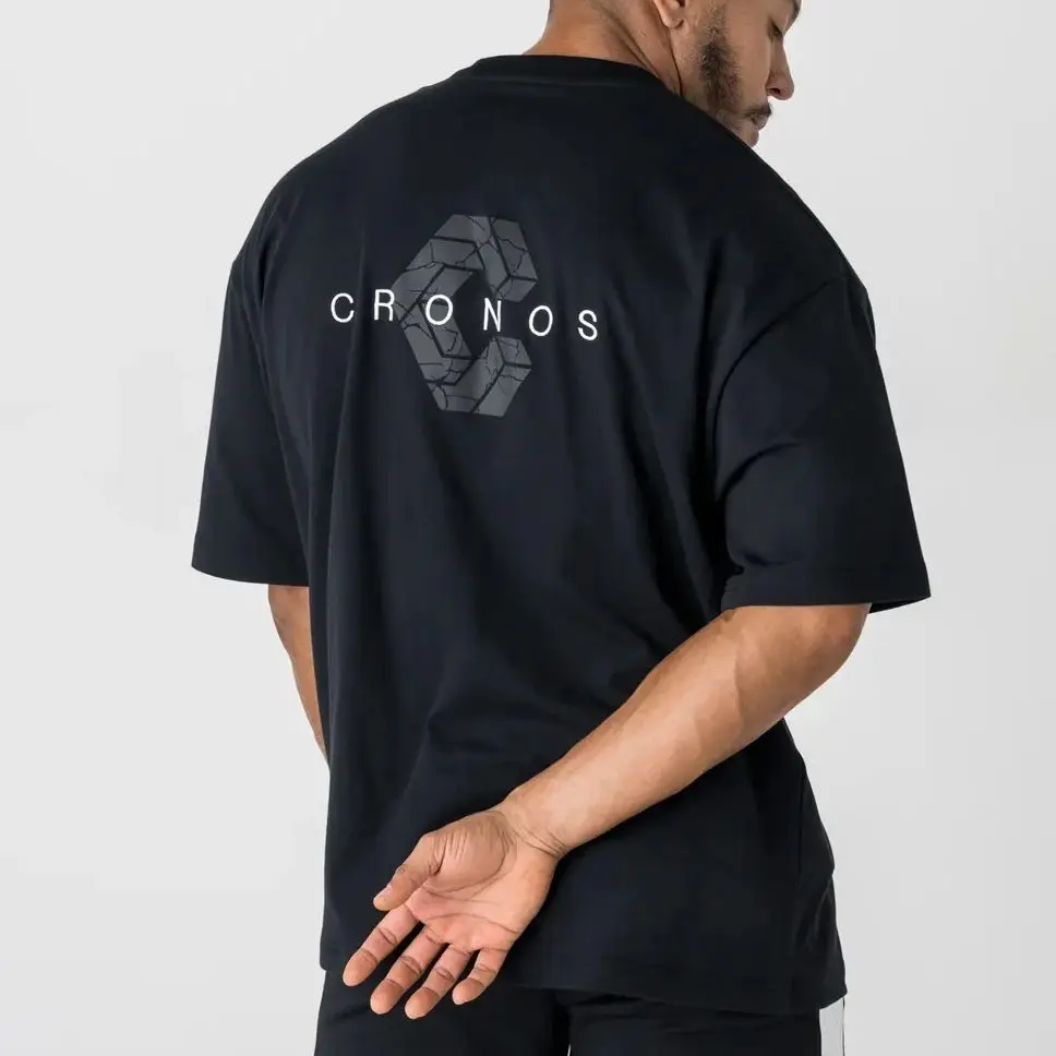 CRONOS SIGNATURE ACCENT Men's T Shirts Vintage Casual Short Sleeve Tees Cotton Oversized Man Clothing Outdoor O Neck Y2k T-Shirt