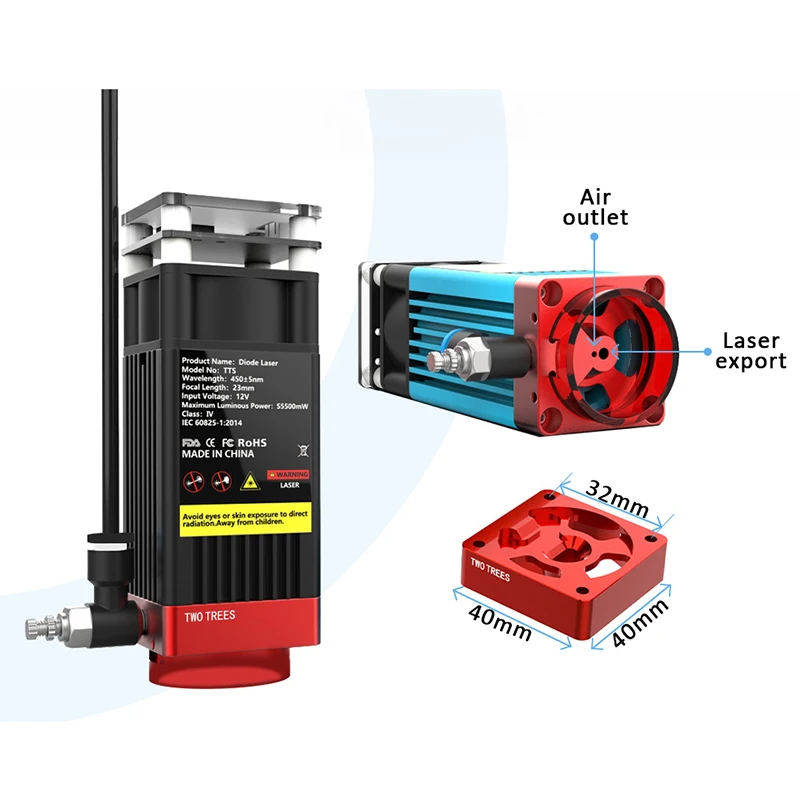 TTS-55 36W Air Airflow Assist Kit 10-30L/min Air Assist System Remove Smoke and Dust for Laser Engraver Cutter Machine