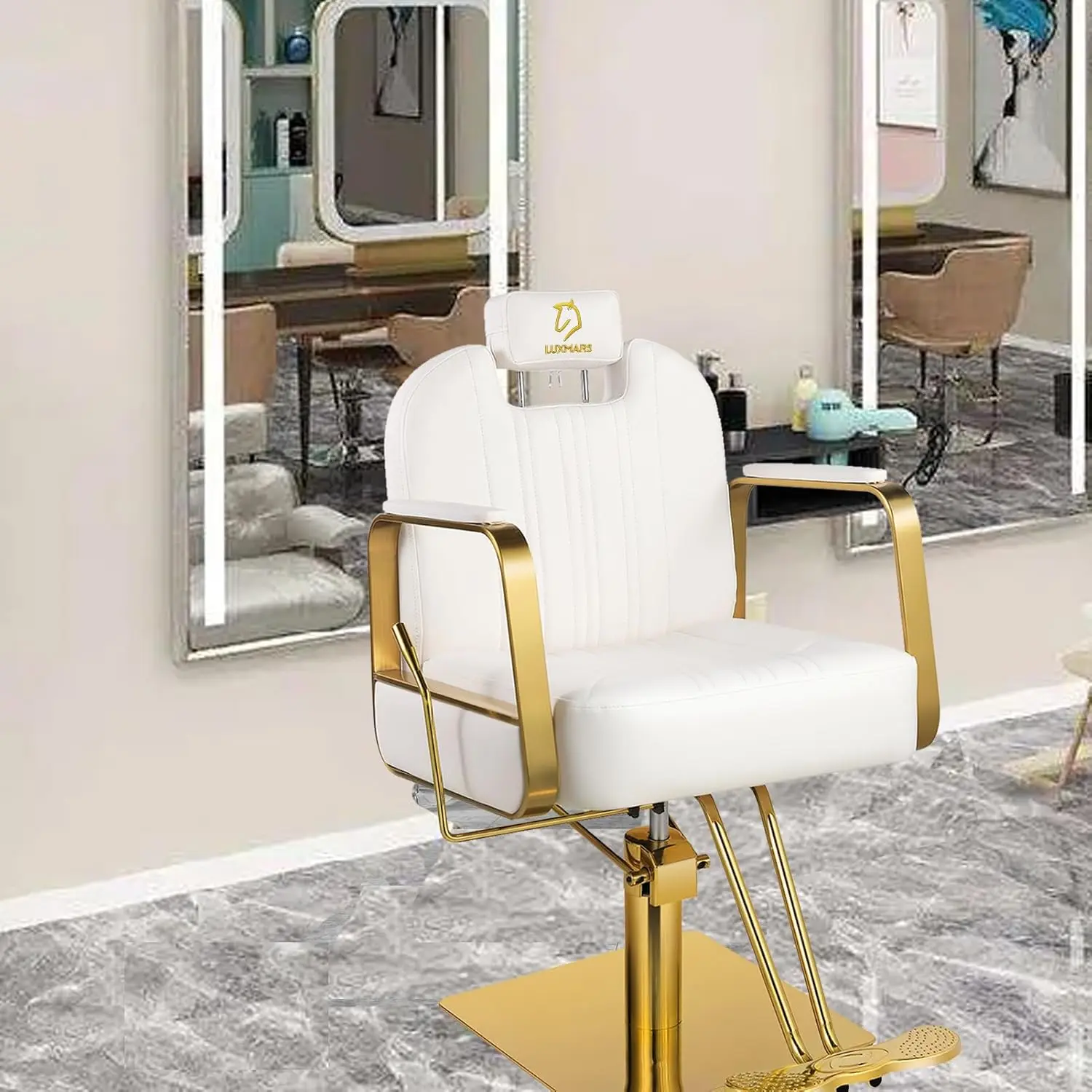 Silla hidráulica para salón de belleza, equipo para Spa, carga máxima de 440 libras, color blanco