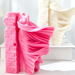 5.35INCH Wall Skirt Lady Body Art Aromatherapy Candle Silicone Mold 3D Leaning Against Wall Female Dancer Home Decoration Mould