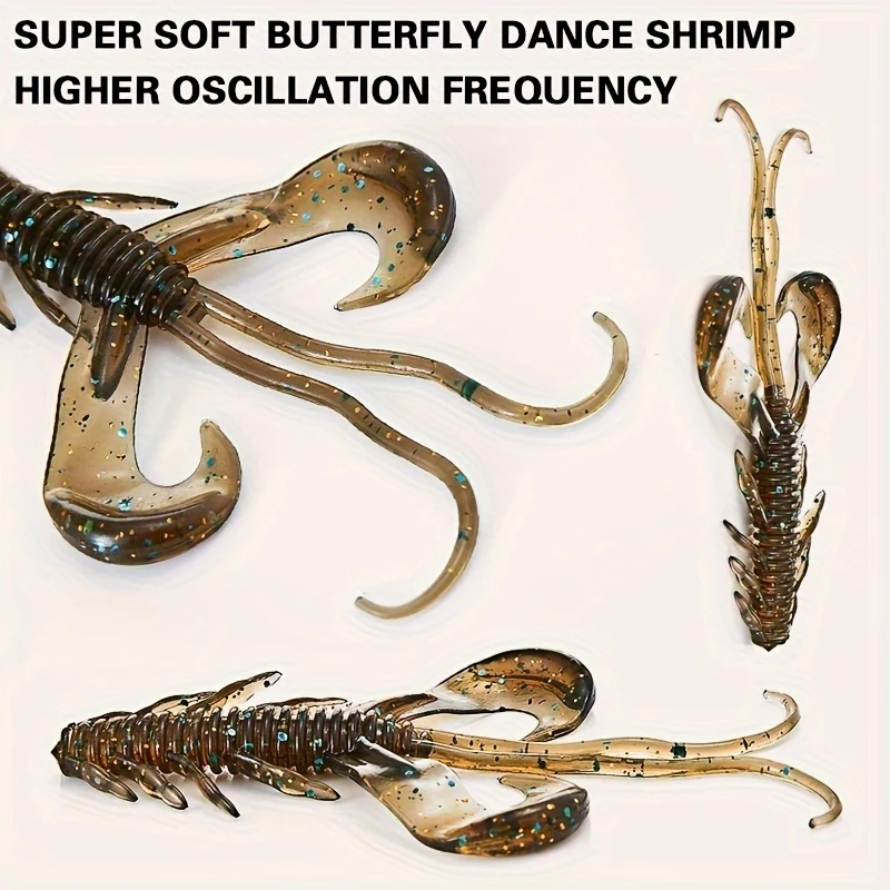 10 Stück 10 cm/3,7 cm große, simulierte Garnelen-Angelköder aus Silikon, schwimmender Wobbler-Angelköder aus weichem TPE-Material, Angelzubehör