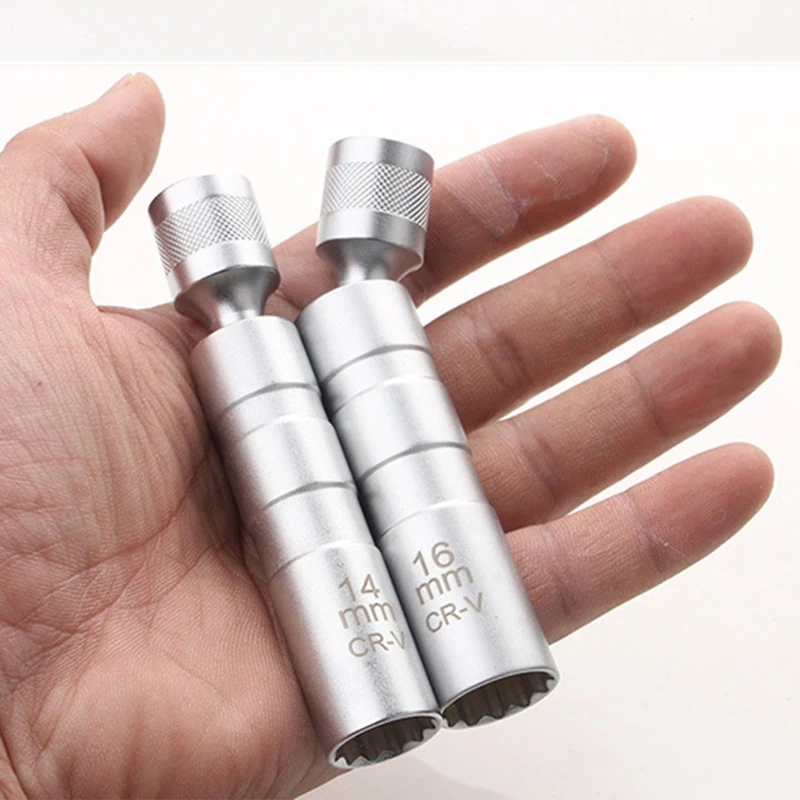 スパークプラグ取り外しツールキット,マグネットレンチスリーブ,キャンドルキーソケット,スイベルソケット,14mm, 16mm, 3 ", 8", 12ポイント,2個