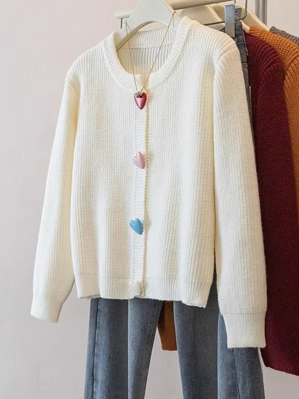 

Stunning Long Sve Knitted Sweater Coat Women's Large Size Autumn Winter Faion Heart Bule Knitwear Cardigan for Younger...