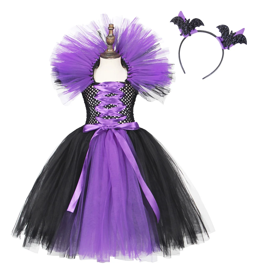 

Jurebecia Girls Witch Dress Birthday Party Costume Halloween Christmas Cosplay Dress Up Kids Tutu Dresses
