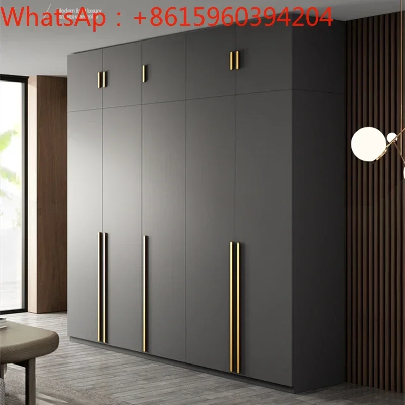 Wardrobe Household bedroom All solid wood multilayer board light luxury simple modern ecological board wardrobe