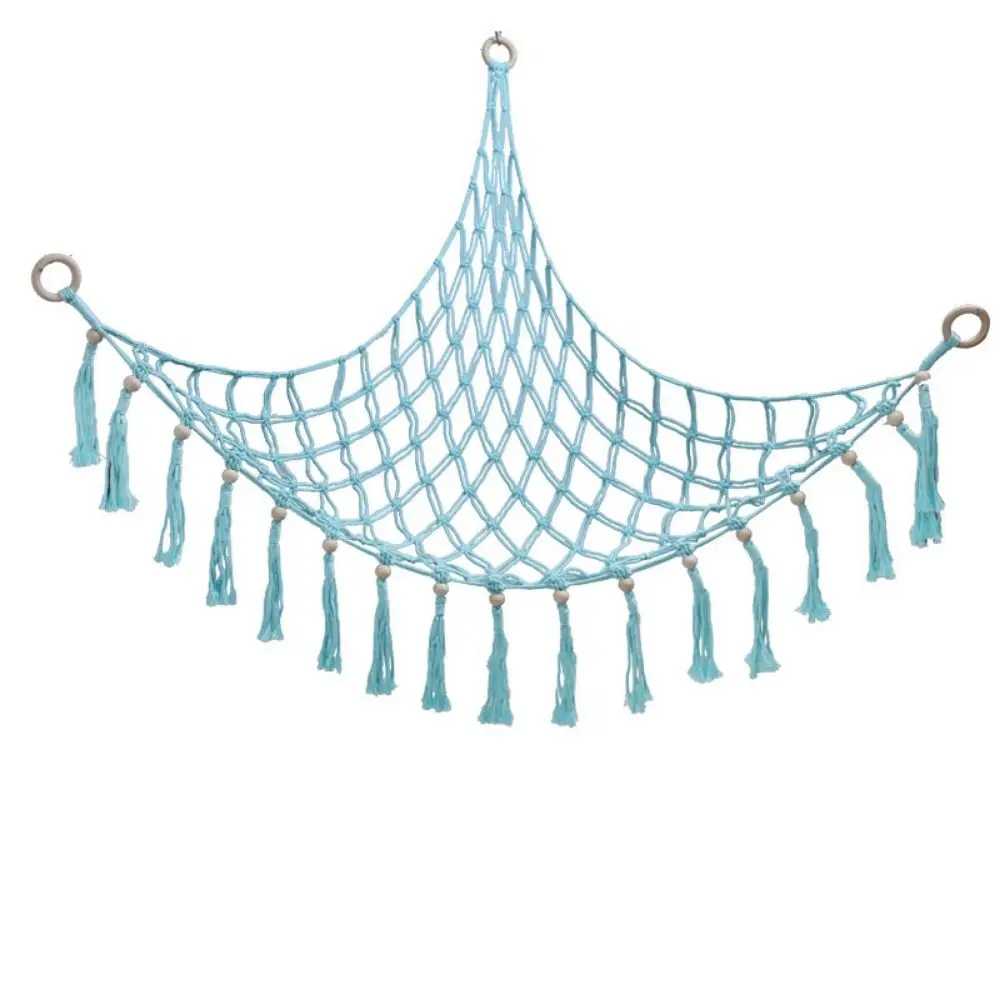 

White Stuffed Animals Hammock Net Macrame Boho Stuffy Collection Toy Holder Plush Toys Easy To Install Toy Storage Organizer