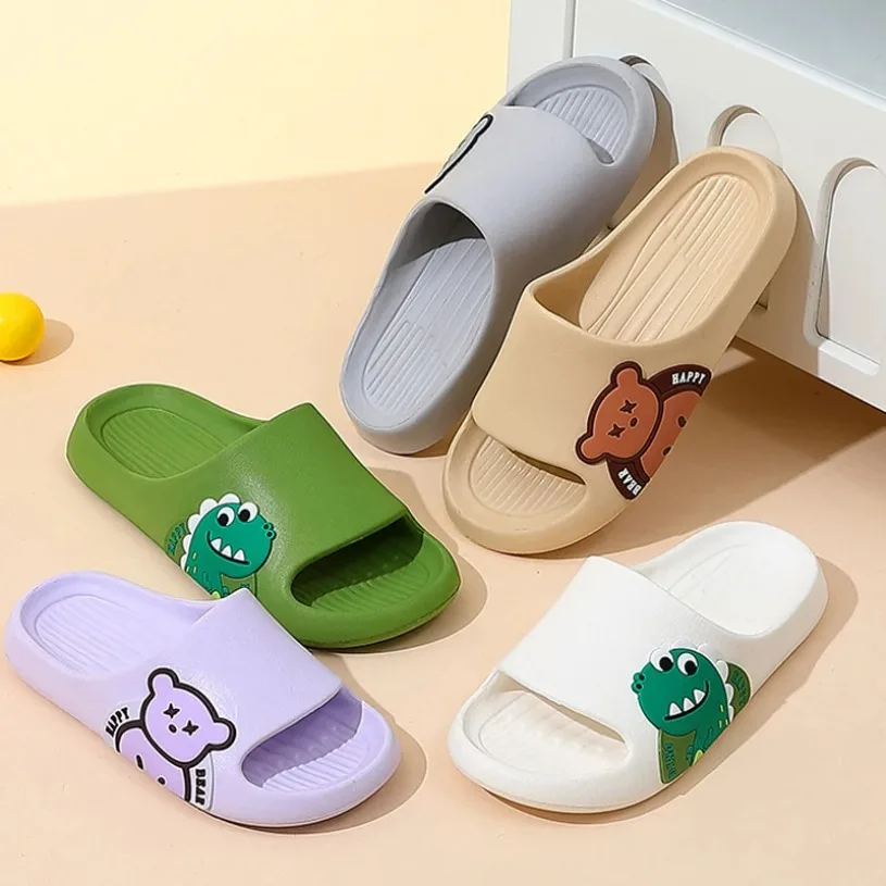 House Slippers Platform Cloud Women Children Bear dinosaur Cute cartoon Kawaii Summer Soft Sandal Flip Men Male Ladies Home Shoe