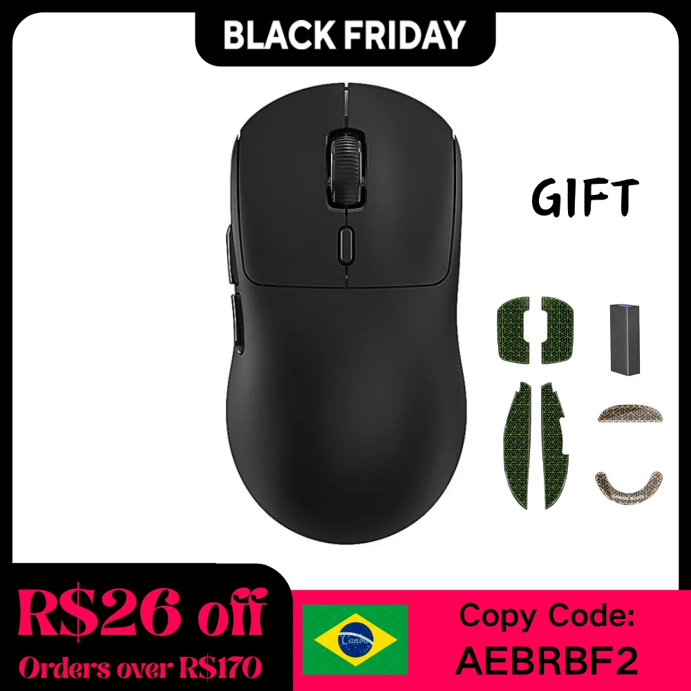 

Kysona M600 V2 Black PAW3395 Wireless Gaming Esports Mouse 55g 26000DPI 6 Buttons Optical PAM3395 Computer Mice For Laptop PC