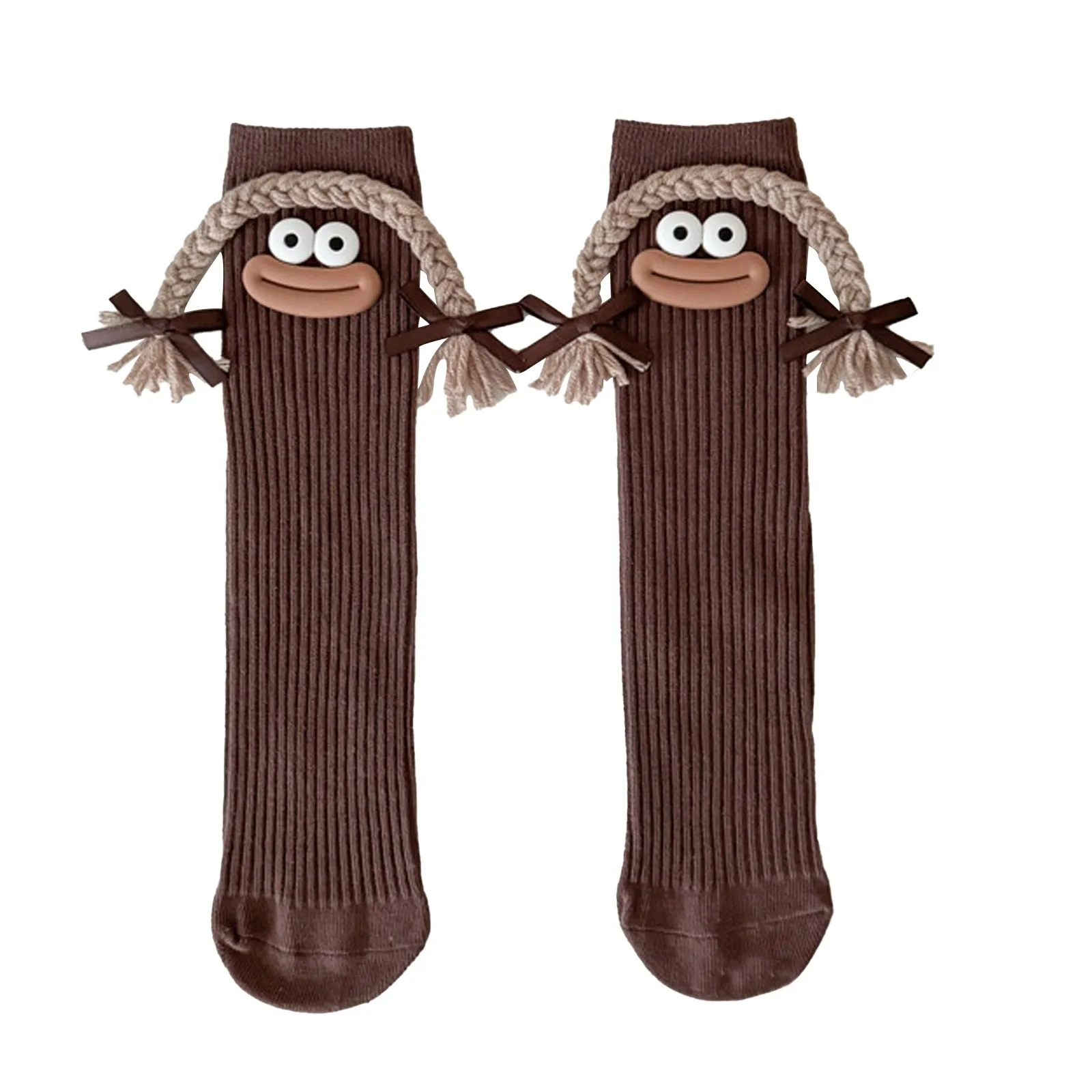 Frau Mittlere Länge Kawaii Cartoon Bunte Socke Mädchen Großen Mund Zöpfe Lustige Baumwolle Lange Socken Weibliche Nette Über Knie Hohe Strümpfe – Detail 12