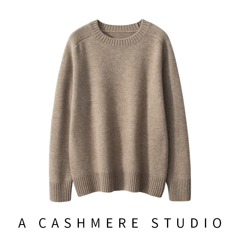 Hot Sale 2024 Autumn Winter New 100% Cashmere Sweater O-Neck Women\'s Thicken Warm Pullover Female Loose Knit Jumper Basic Tops