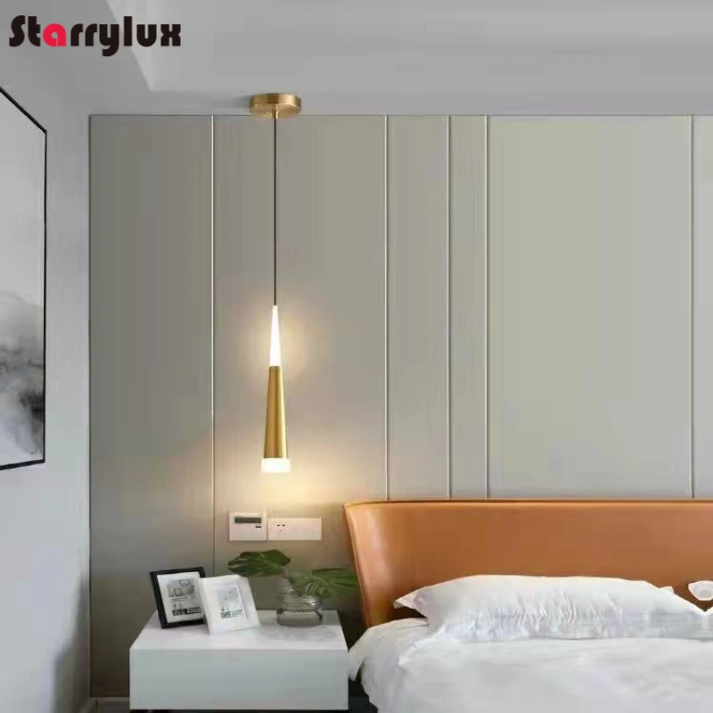 

Modern Minimalist Bedside Pendant Light, Adjustable Hanging Lamp for Bedroom TV Wall Sofa