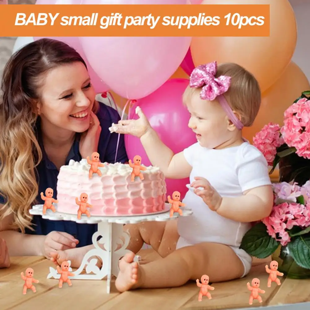 Baby Shower Game Supplies Plastic Cake Decoration Baby Figurine Set of 10 Mini Pvc Baby Figurines for Shower Decorations Party