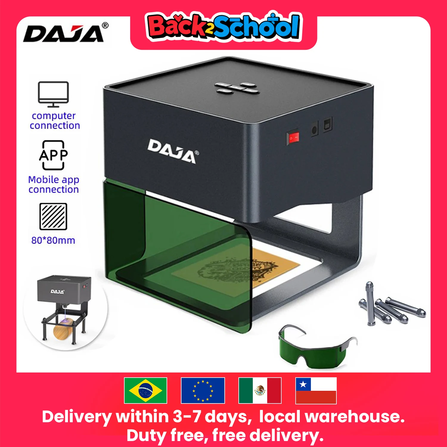 

DAJA DJ6 Mini Portable Laser Engraver Diy Bluetooth Machine Painted Dog Tag Paper Leather Wooden Plastic Logo CNC Machine