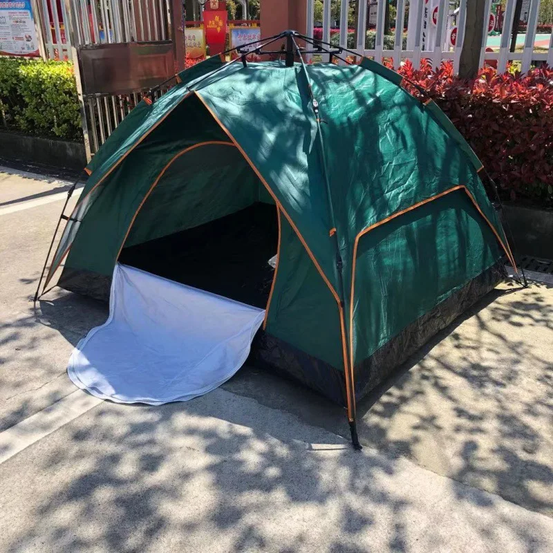 Cross-border double-layer outdoor tent, removable folding camping tent for 3-4 people, fully automatic quick opening beach park
