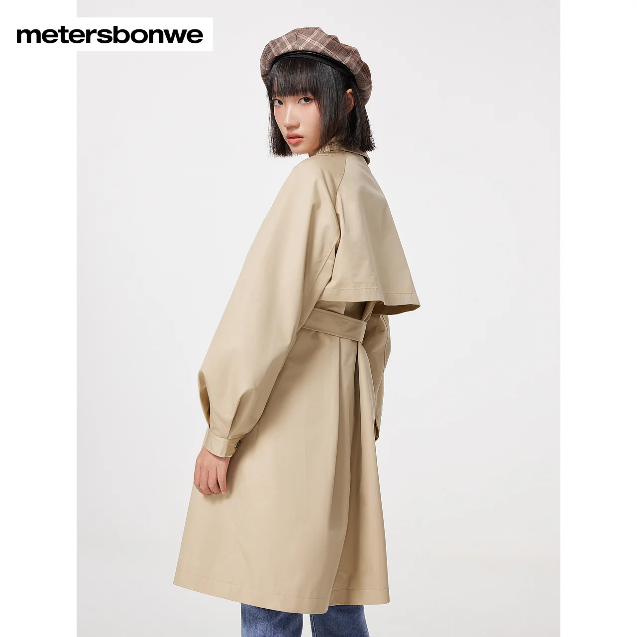 Metersbonwe Basic Cotton Trench Coat Women Spring Fall New Wind Coat Ladies Outer Garment Windcheater Brand