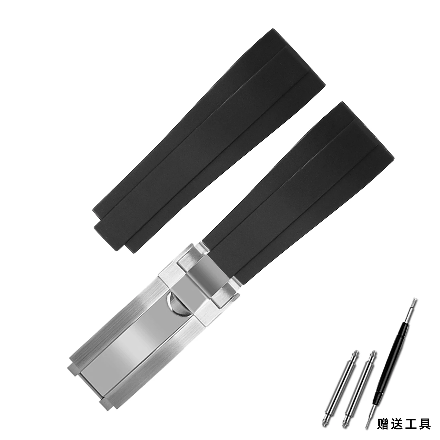 ل رولكس أزرق أسود أخضر شبح الماء دايتونا غرينتش مينيسو منحني المطاط مزدوج سايلنت سيليكون حزام مقاوم للماء 20 مللي متر