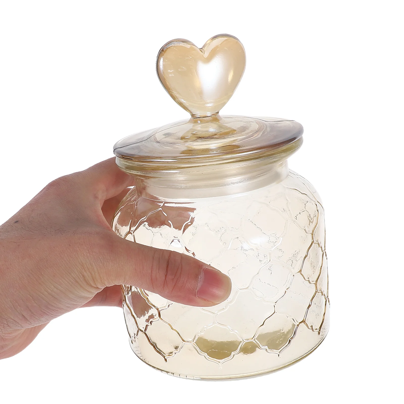 Glass Sealing Snack Storage Jar with Lid Heart Lid Glass Container for Dried Fruit Candy Nuts Herbal Tea Storage