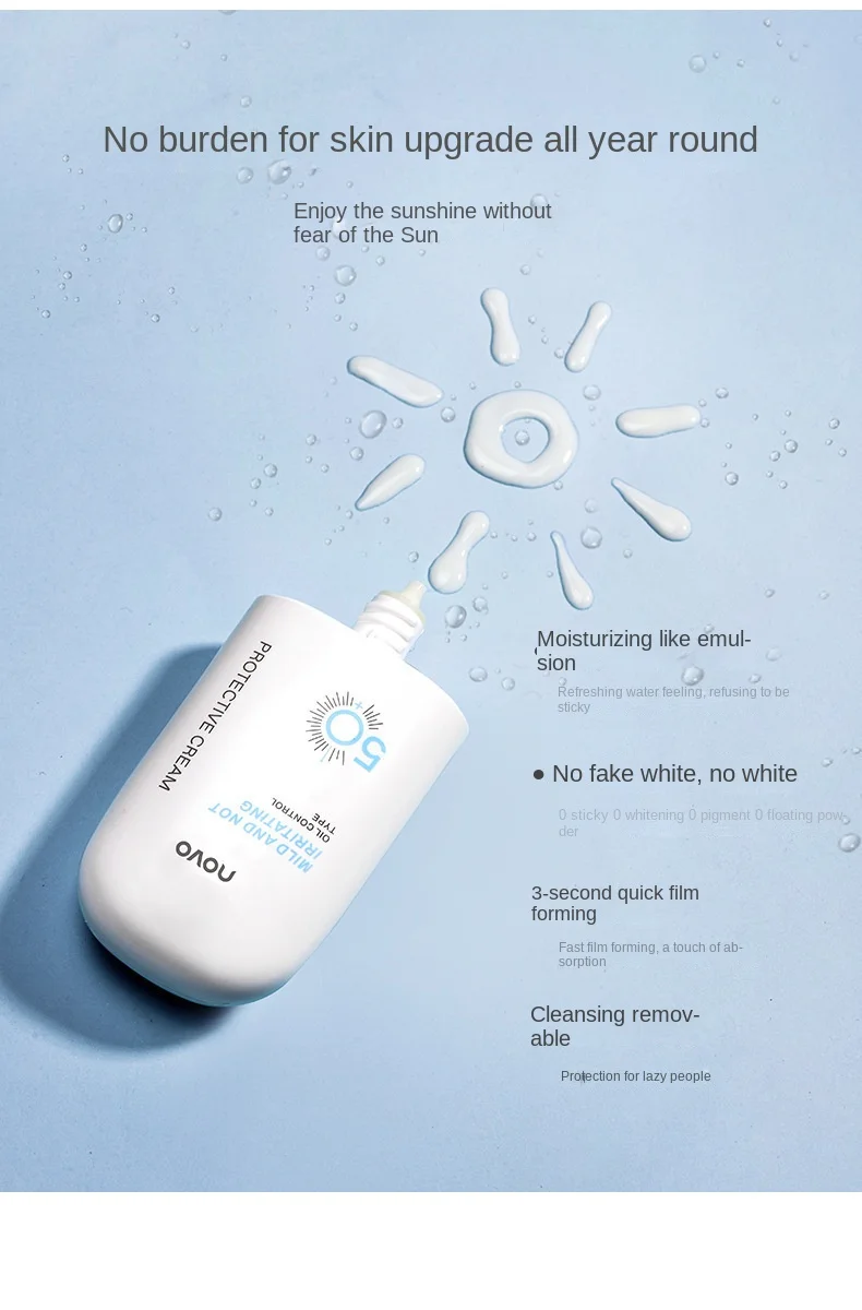 Novo Isolation and Protection Milk 2-in-1 UV Protection, Waterproof, Sweating Proof, Facial and Body Whitening Sunscreen SPF50