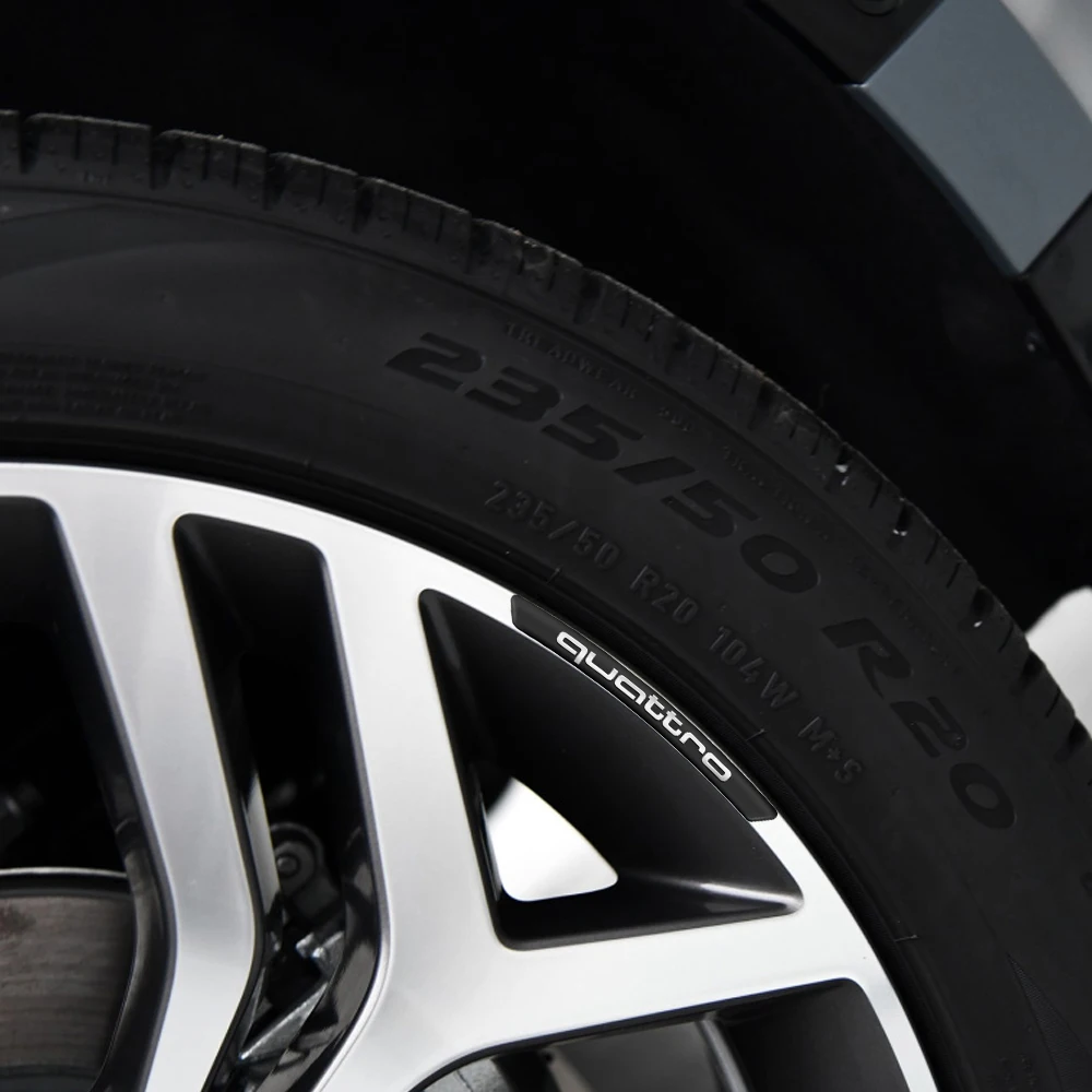 4 Stück Aluminium-Autofelgen-Aufkleber Auto-Umbau-Zubehör für Audi Sline quattro A3 A4 B8 8P 8V A6 C7 A5 Q5 B7 8P 8L 8V B6 – Detail 8