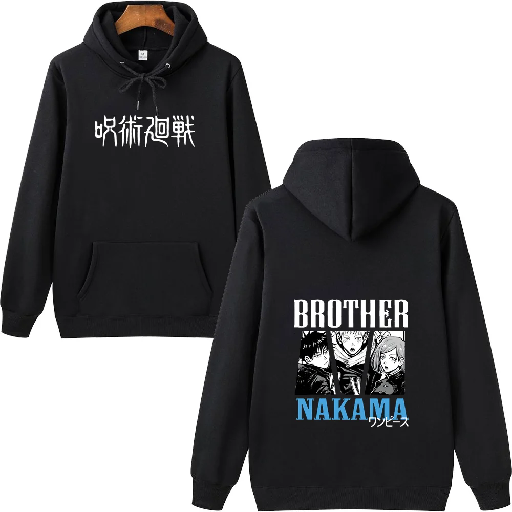 Brother Nakama สองด้านพิมพ์ Hoody ฮาราจูกุชายสไตล์ Hoodies Crewneck Hip Hop Hoody Crewneck หลวม Hoodie ใหม่เสื้อกันหนาว