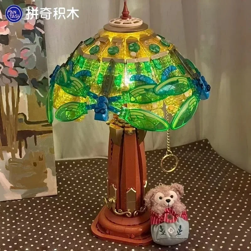

Pantasy Vintage Glass Desk Lamp Assembling Building Blocks Kawaii Toy Model Desktop Collectible Ornament Children's Holiday Gift