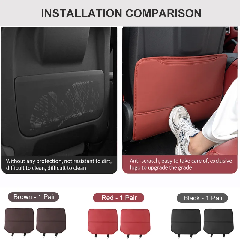 For Porsche Macan Cayenne Panamera 2PCS Car Seat Back Protector PU Leather Anti Kick Dirty Pad Mat With Storage Bag Accessories