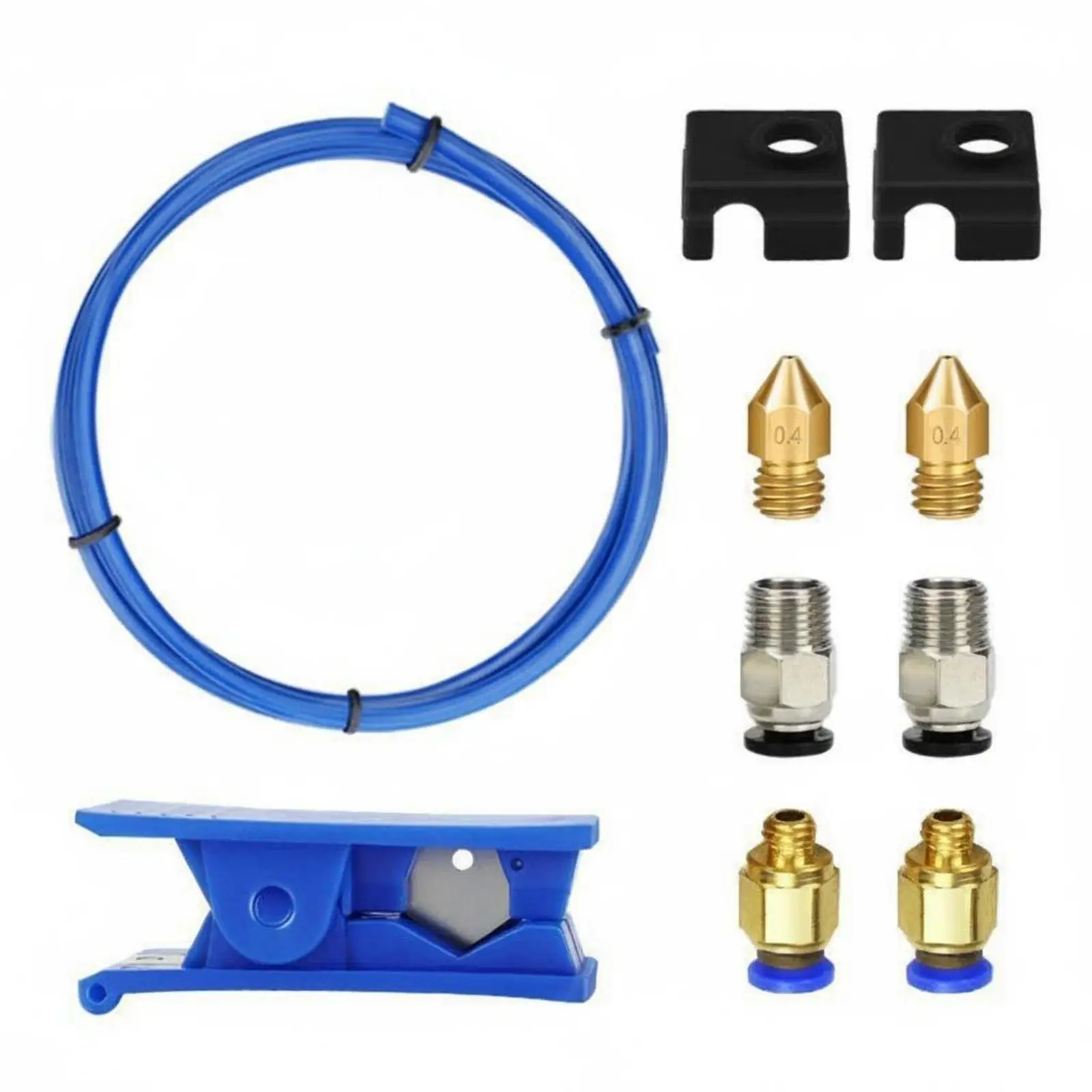 High Temp PTFE Tube for 3D Printer 1M Blue Filament Guide with 0.4mm Nozzles and Pneumatic Connectors