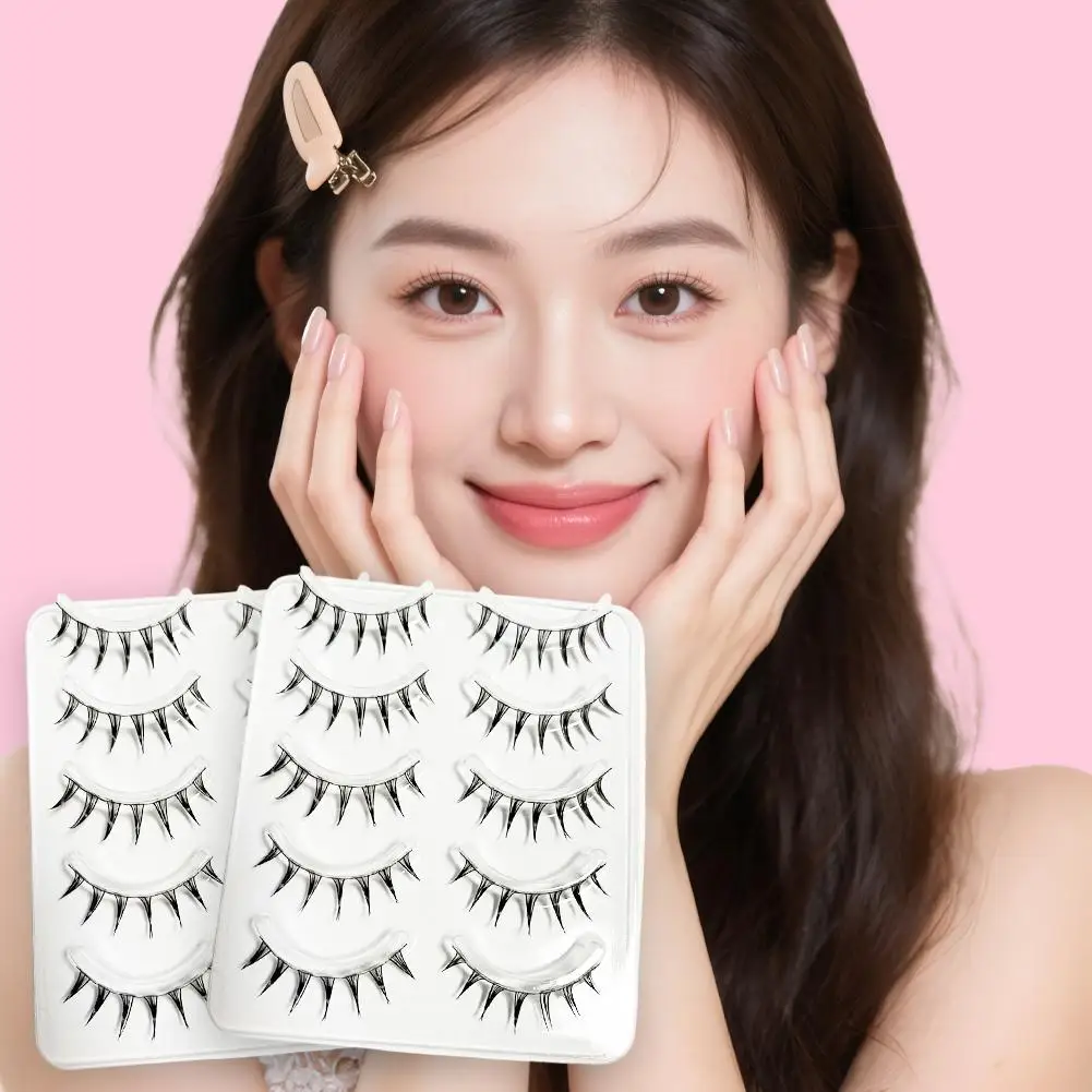 5 Paar Cosplay Air Falsche Wimpern Little Devil Manga Anime Verlängerungswimpern Transparentes dünnes Band Nasse stachelige Wimpern Make-up – Detail 3