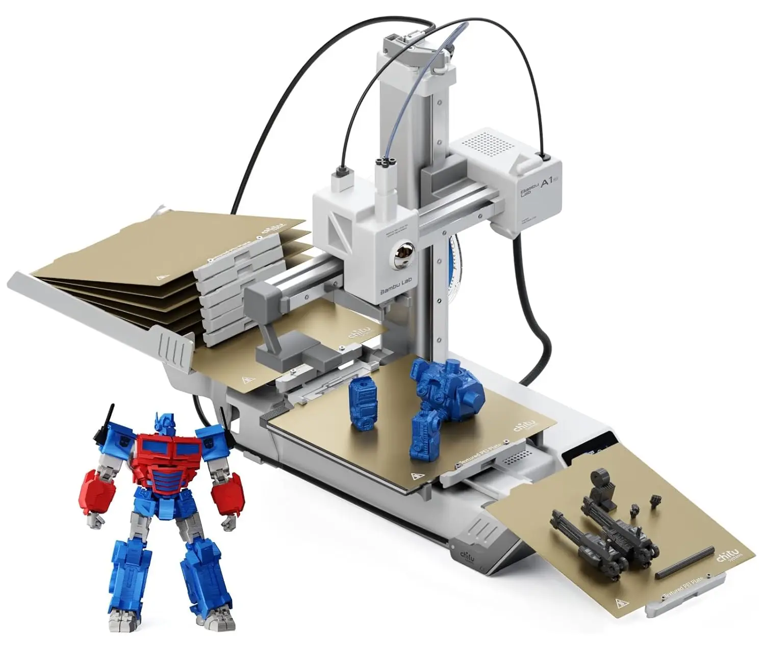 

Automatic Build Plate Changer for 3D Printers, Includes 4 Textured PEI Plates, Non-Stop Batch Printing System