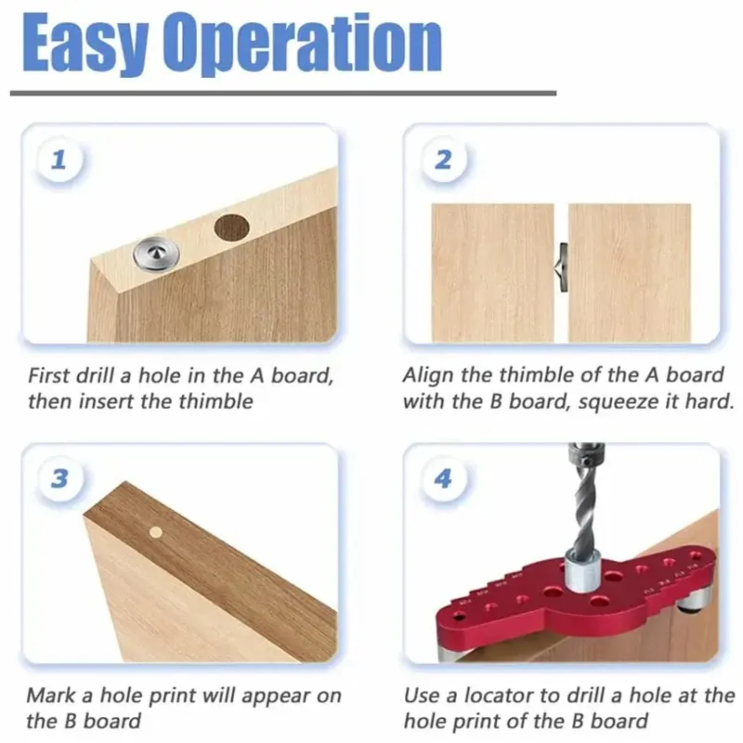 Accurate Precision Dual-Function Woodworking Dowelling Jig: Guide for Drilling and Punching with Wood Dowels, Includes Scriber a