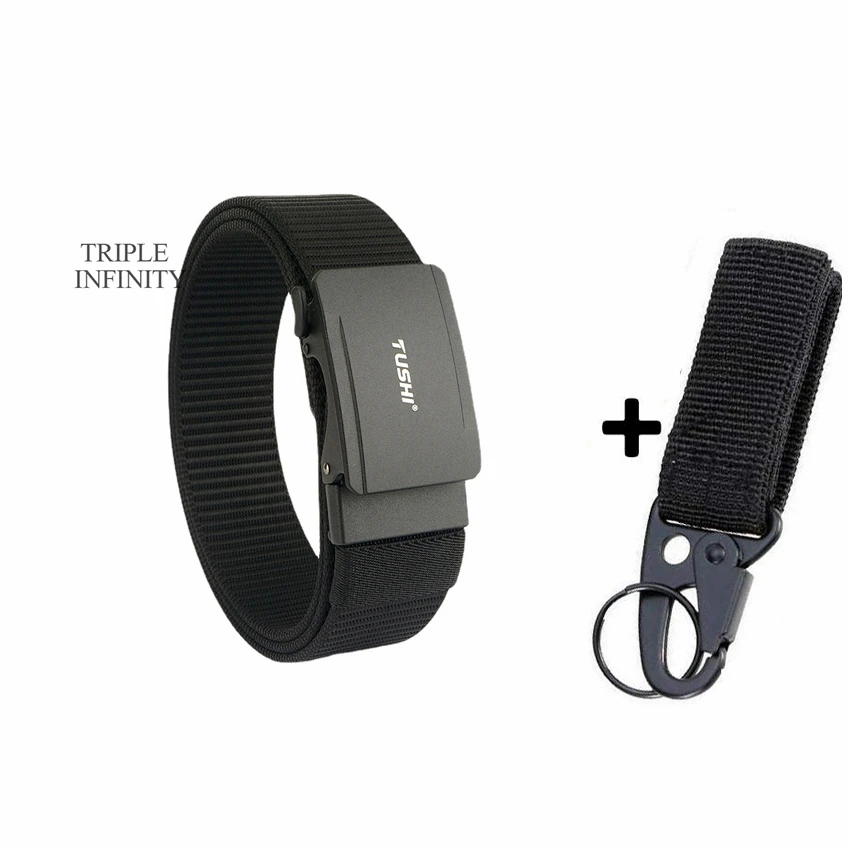New Metal Automatic Buckle Nylon Tactical Belts For Men Adjustable Trousers Waistband Outdoor 3.8cm Width Sports Belt Quick Dry