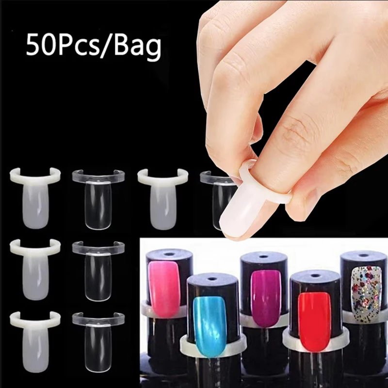50Pcs Nail Display Ring DIY Showingself Color Board Colors Display  Card Ring Shape Can Be Put On The Nail Polish Bottle